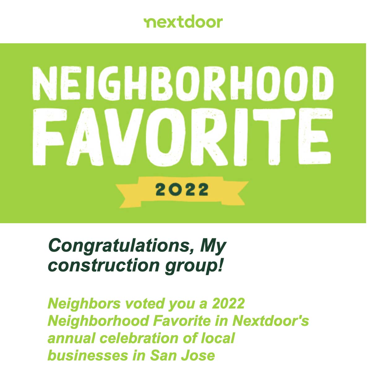 2022 NextDoor Neighborhood Favorite